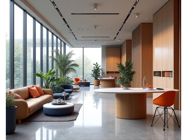Intérieur moderne et lumineux du showroom de Aurionextralith88