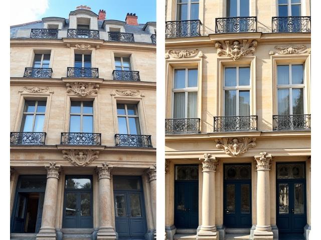 Façade du même bâtiment lyonnais historique après rénovation