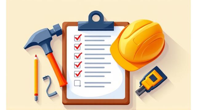 Illustration d'une checklist avec des outils de construction