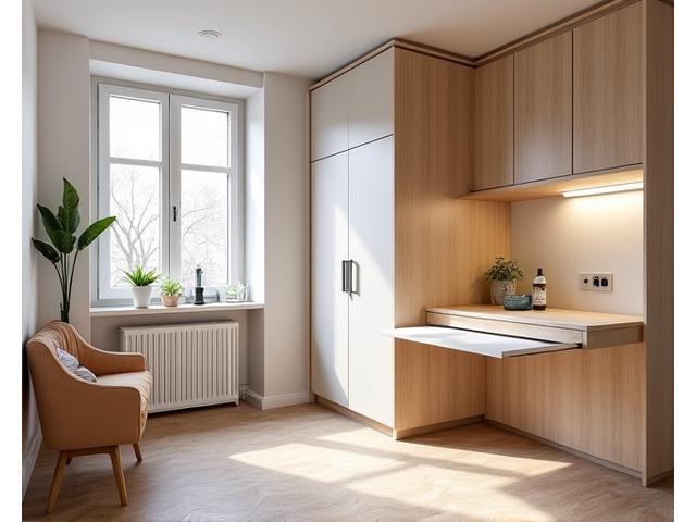 Petit appartement lyonnais optimisé avec mobilier intégré et design astucieux