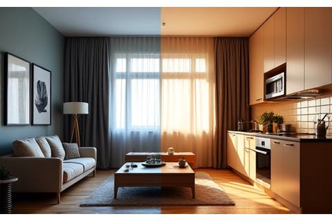 Avant/après rénovation d'un studio de 18m² à Bellecour, Lyon, montrant une augmentation significative de l'espace utile et une amélioration esthétique.