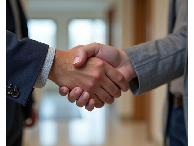 Mains tendues, symbolisant le support et la confiance après la finalisation d'un projet de rénovation